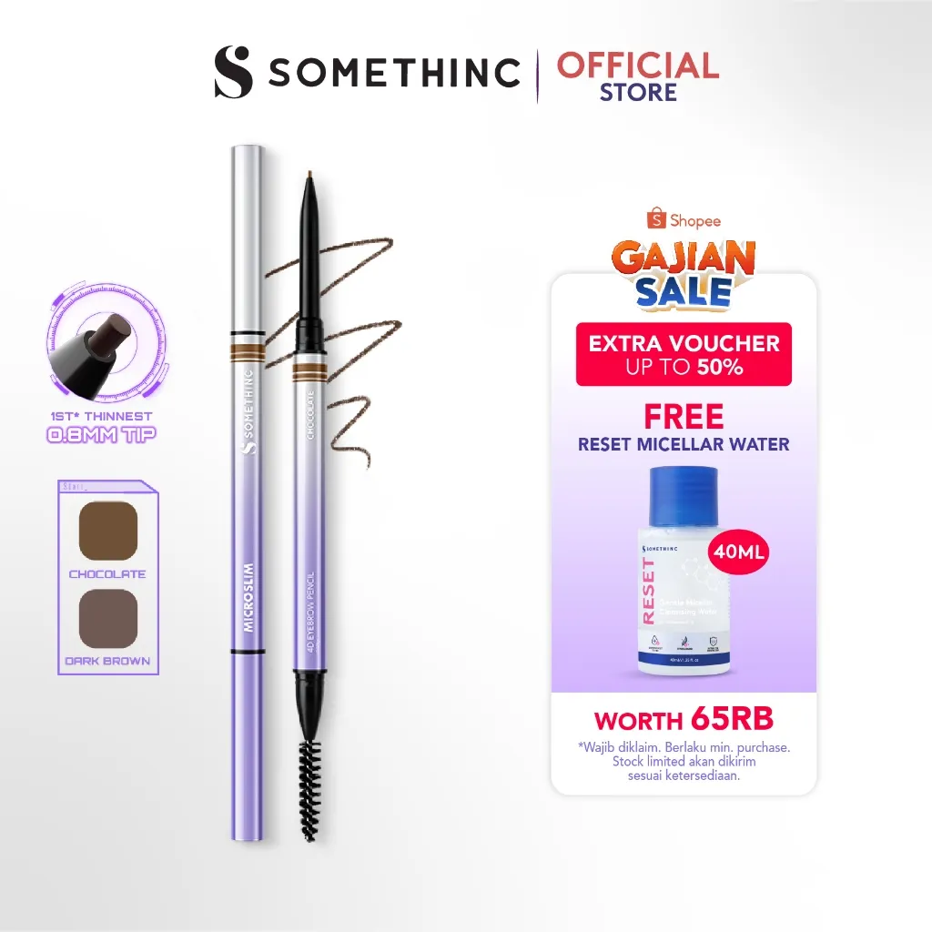 [BARU] SOMETHINC Microslim 4D Eyebrow Pencil 0.8mm - Pensil Alis Kecil Tipis Tahan Lama Natural Presisi Micro Tip Spoolie
