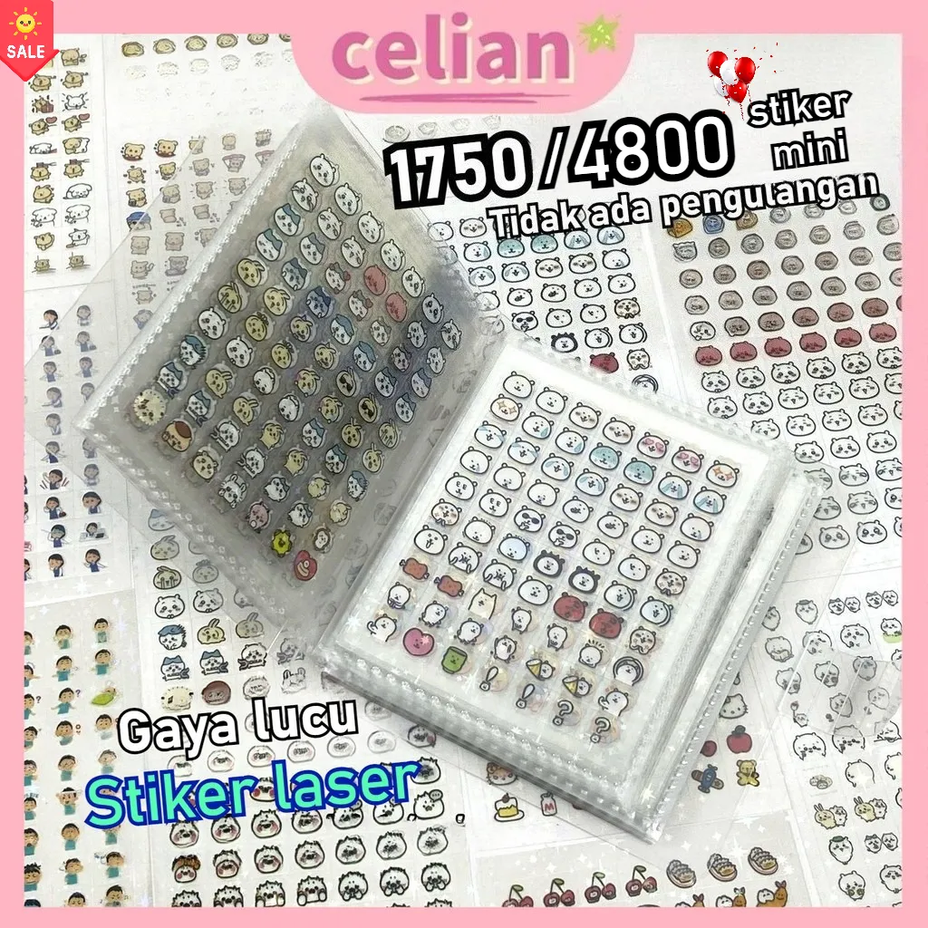 [1700/4800 Stiker]Stiker lucu kartun  mini/Sticker Hologram Laser /Stiker aesthetic pack/STIKER  KOREA/photocard kpop decor sticker aesthetic buku jurnal stiker dekoratif