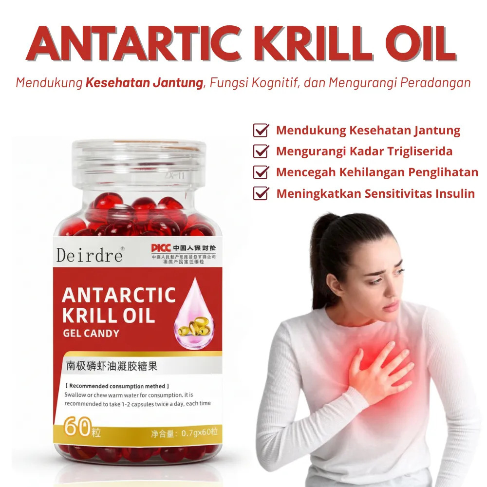 Deidre Minyak Krill Antartika 60Kapsul Astaxanthin Kapsul Astaxanthin untuk Peningkatan Kardiovaskular Omega 3 Krill Oil Krill Oil Antartica Kapsul