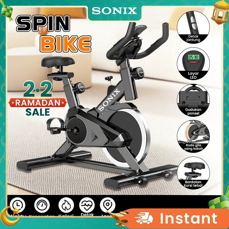 Sonix Spinning Bike SPB01 Static Peralatan Fitness Sports Sepeda Statis Exercise Bikes Spinning Ultra Quiet Indoor Sports Equipment Bicycle Heart Rate Test Layar LED