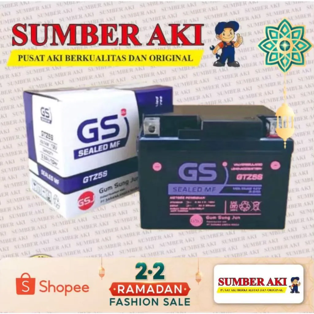 Aki Motor GTZ5S MF Aki Kering Motor Beat Vario 110 Supra X 125 Scoopy Spacy Blade Revo New Jupiter MX New