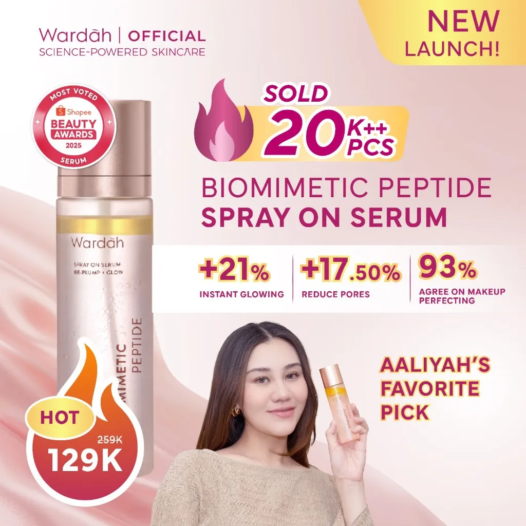 WARDAH Serum Spray - Instant Glowing First Spray Serum - Spray On Serum 105 ml - Kulit lebih glowing dan kenyal, Pendukung Make Up Setting spray serum glow bomb pemutih wajah, Radiance Booster, Multifungsi Skincare - facial