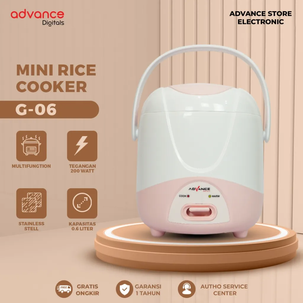 Advance G-06 Rice Cooker Mini Elektrik 200 Watt Multifungsi Magic Com 0.6 Garansi Resmi 1 Tahun