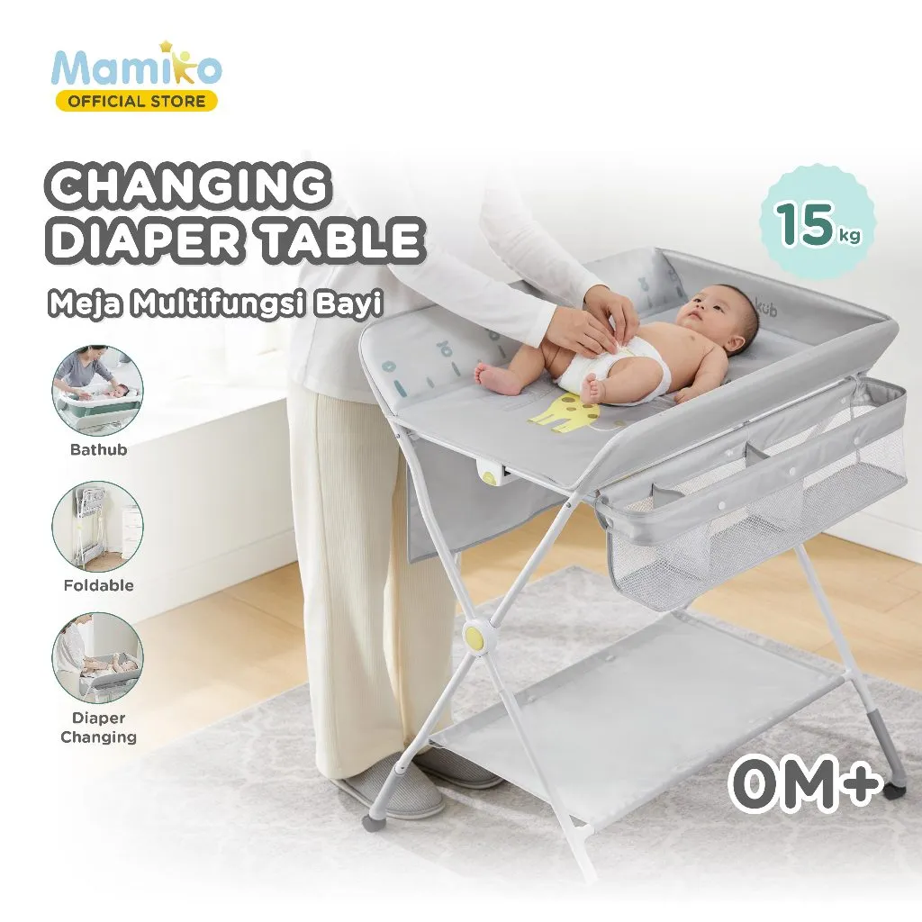 Mamiko Changing Diaper Table Meja Tempat Ganti Popok Anak Bayi Multifungsi Lipat Bahan Kain Gabardine Tahan Air & Lembut 6in1 0M+ 15KG