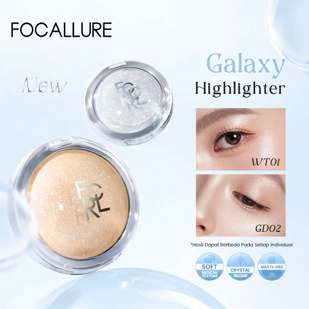 [NEW]FOCALLURE Crystal Glow Highlighter Multi-use Shimmer Soft Texture