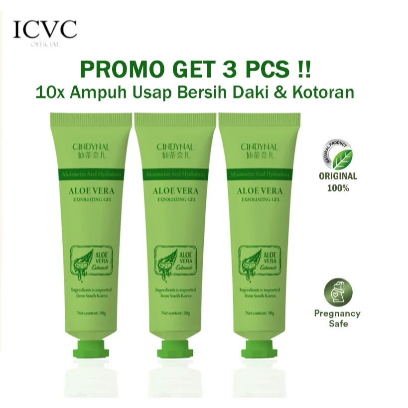 CINDYNAL | Exfoliating Gel Aloe Vera Extract [Promo 3pcs] – Gel Peeling Lembut untuk Membantu Mengangkat Daki & Sel Kulit Mati