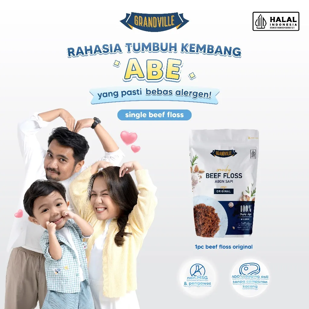 Grandville Abon Sapi Crunchy Halal Single Pack Original - Aman untuk anak usia MPASI