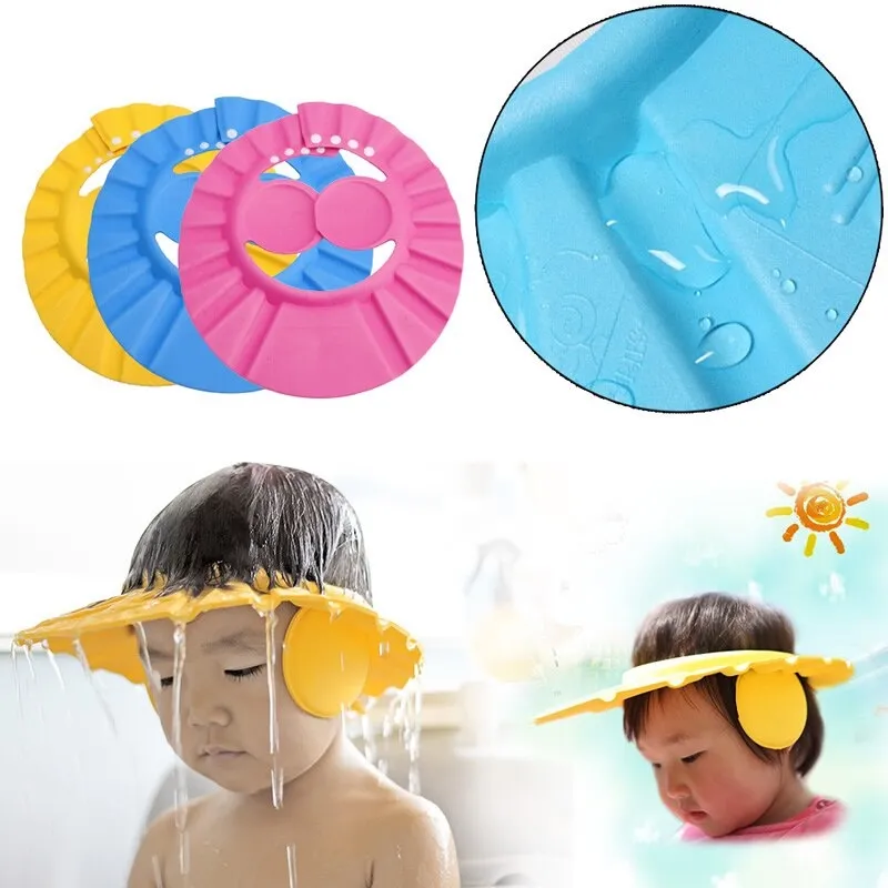 (SerbaSerbi) Topi keramas anak/Topi Keramas Anak dengan Kancing Penutup Telinga Bahan Sponge/Baby SHOWER CAP//Topi keramas bayi L6/139