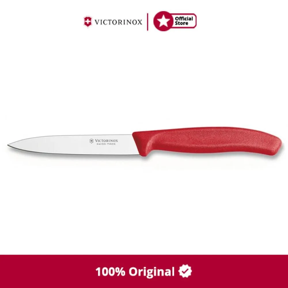 Victorinox 10 cm Pisau Paring Pointed Tip - Merah Pisau Dapur Kecil  Piso Stainless Steel Tajam  Paring Knife  Peralatan Masak  Perlengkapan Dapur  Kitchenware