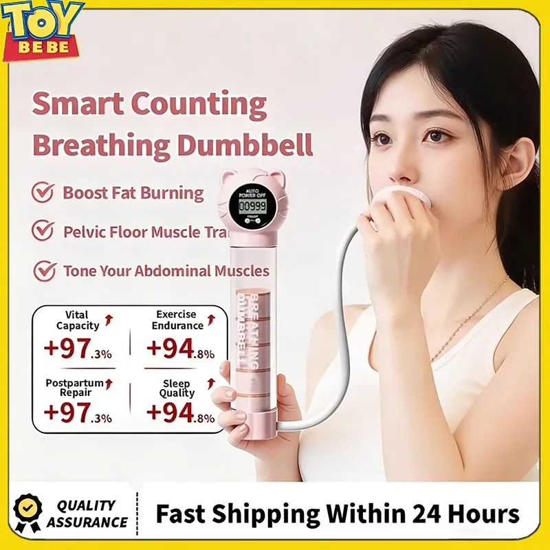 TOYBEBE Breath Trainer/Mengubah Kontur Wajah Dumbbell Pernafasan Dengan Penghitung/Alat Olahraga Portabel Untuk Melatih Pernapasan Perut Paru-Paru/Alat Pembentuk Otot Perut Core/Pe