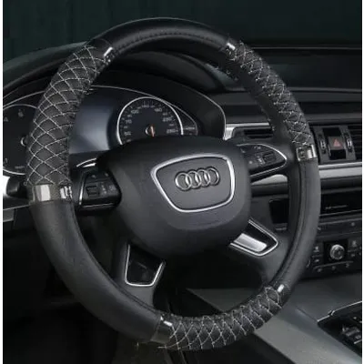 Sarung Stir Mobil Cover Steer KULIT Motif List ZIGZAG Premium Quality
