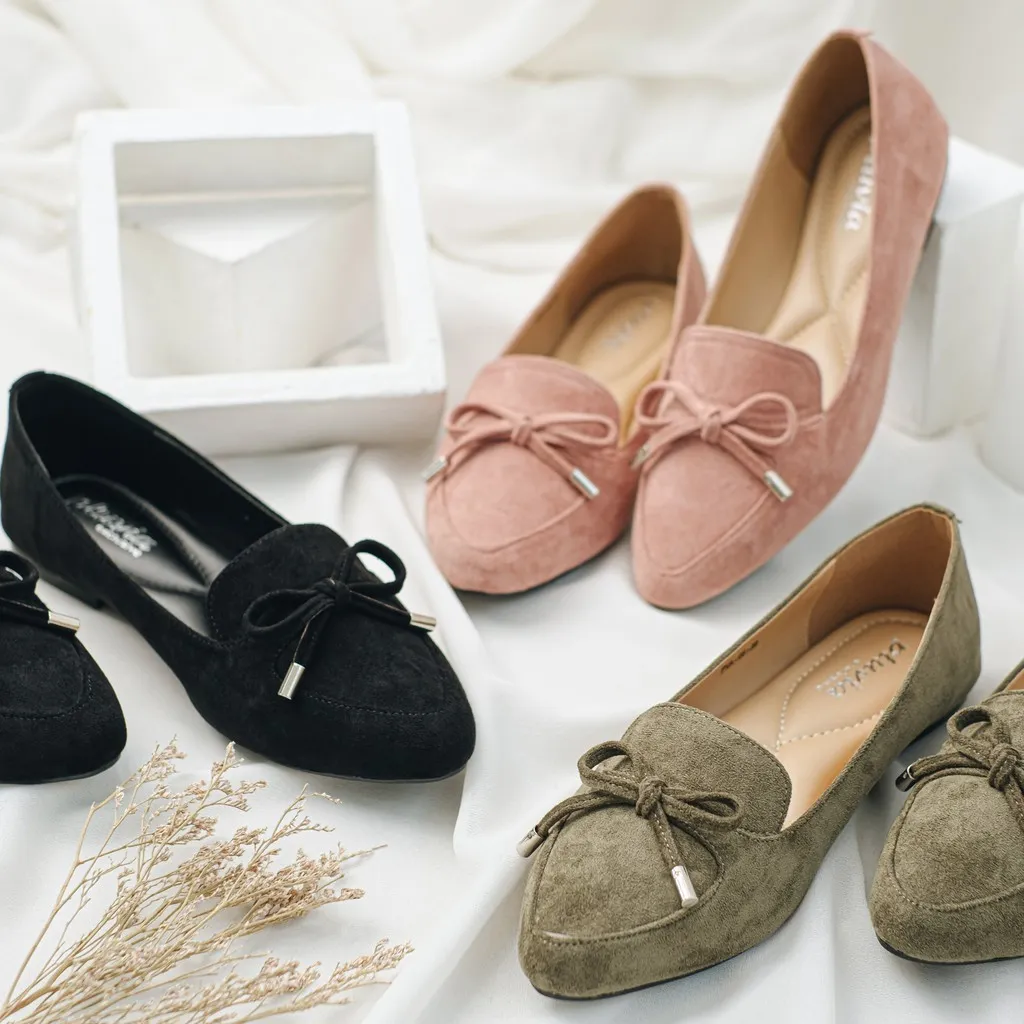 Pluvia NIKITA Sepatu Flat Shoes Wanita Flatshoes Balet Suede