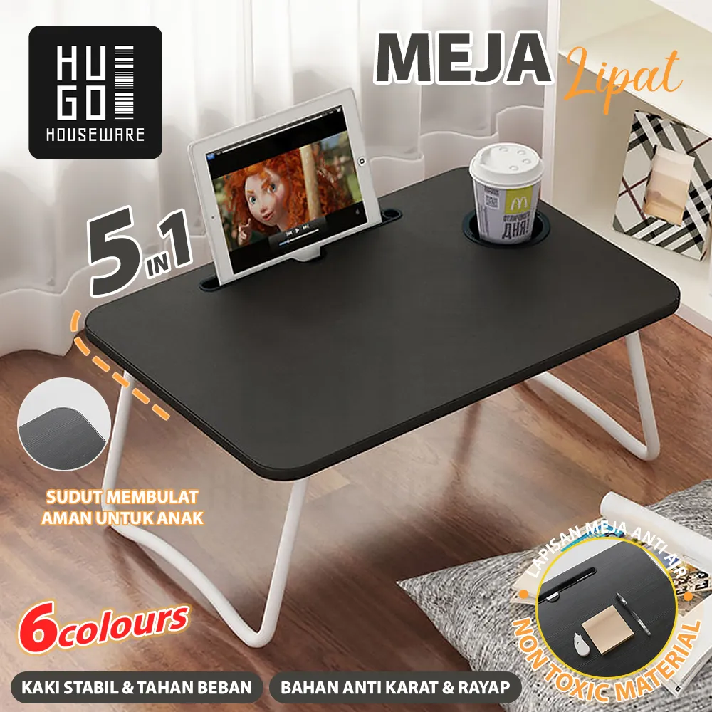 HUGO Meja Belajar Anak / Meja Belajar Lipat / Meja Lipat Anak / Meja Laptop Lipat