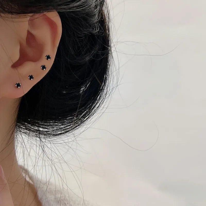 Ark.co - Severine set Earrings | anting 4 pcs tusuk kristal minimalis lapis sterling silver 925