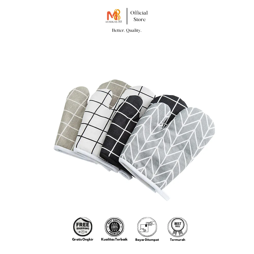 MARKAS88 Sarung Tangan Masak Anti Panas Cempal Oven Microwaves Kitchen Set Gloves Mitten