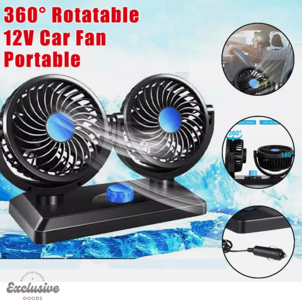 [XGoods] Kipas Angin Mobil Double Fan Kipas Ganda Aksesoris Mobil 12V / 24V Car Fan Kipas Dasbor Dua Kepala