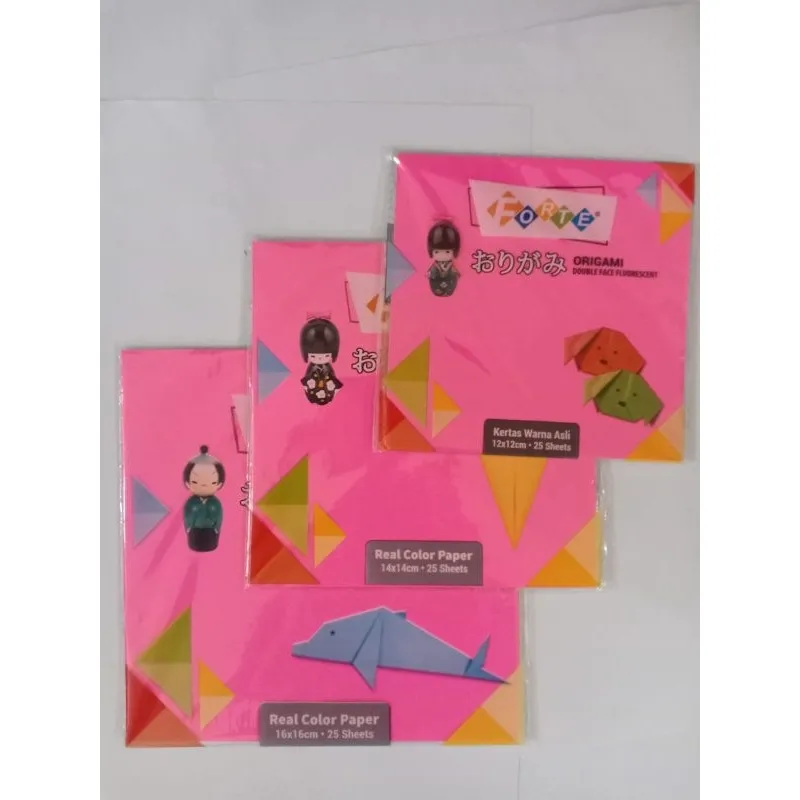 [1 Pak isi 25 lembar ] Origami / Kertas Lipat 2 Sisi Forte Ukuran 12x12 / 14x14 / 16x16 / 20x20