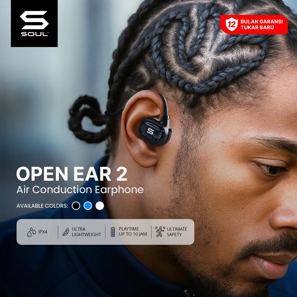 SOUL Open Ear 2 Air Conduction Earphone IPX4 Lightweight Sport Headset Bluetooth Anti Keringat
