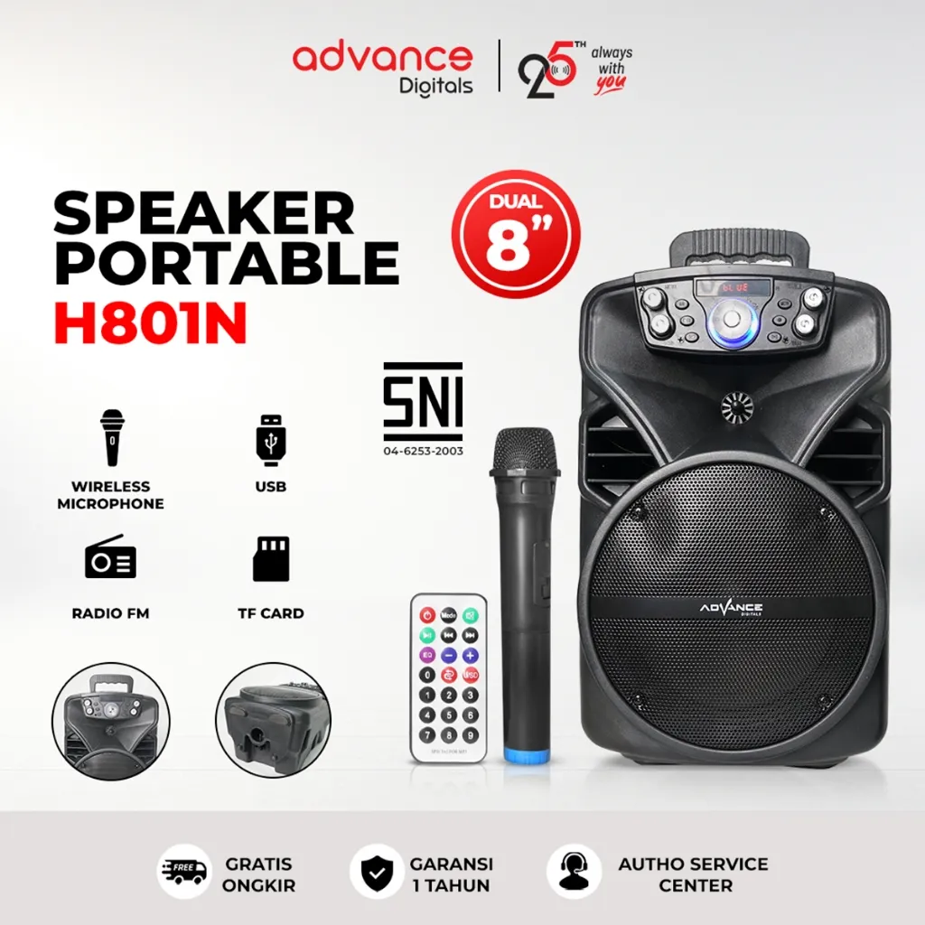 Advance Speaker H801N Speaker Portable Speaker 8 inch Bergaransi Resmi 1 Tahun