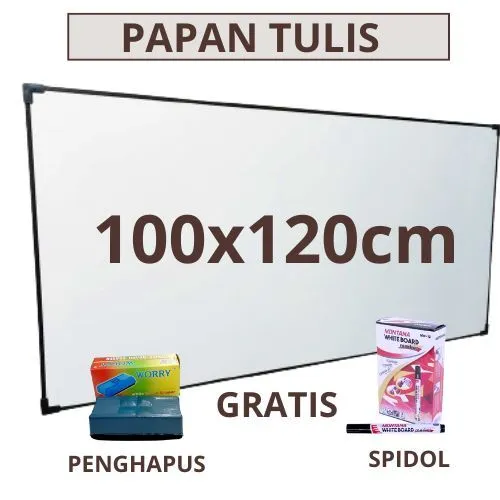 Papan Tulis White board 100x120cm papan tulis gantung hitam dan putih