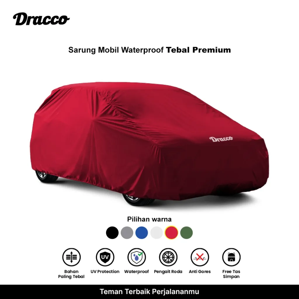 DRACCO sarung mobil waterproof anti UV tebal CARPROOF premium cover mobil free tas simpan
