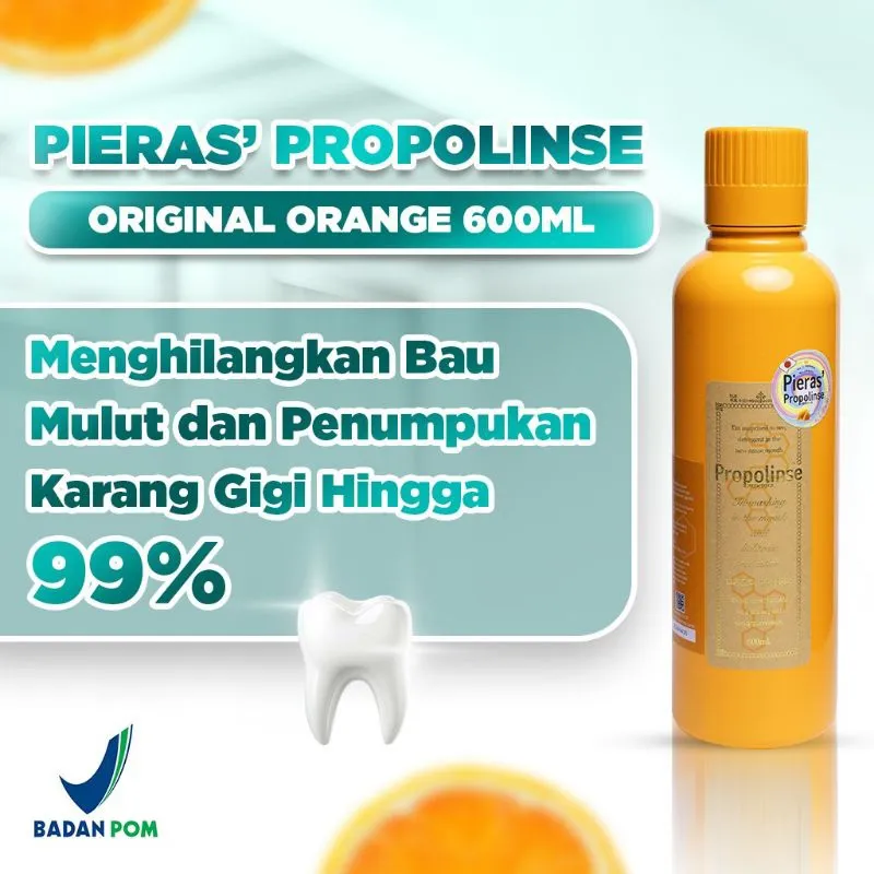 Pieras Propolinse Original Orange Mouthwash 600mL Obat Kumur Jeruk