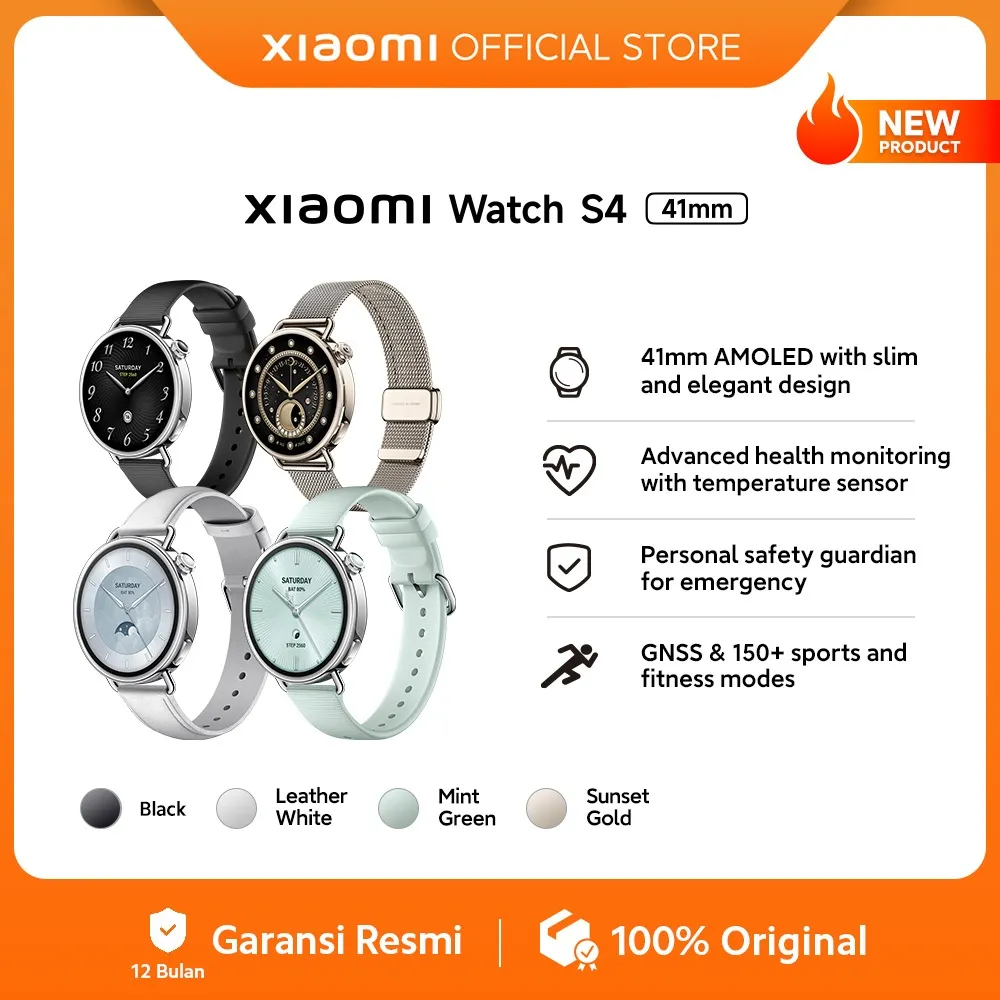 Xiaomi Watch S4 41mm/46mm | 41mm AMOLED with slim and elegant design | Advanced health monitoring with temperature sensor | Personal safety guardian for emergency | GNSS & 150+ sports and fitness modes [Official Store]