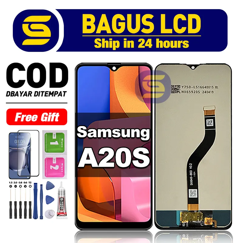 LCD Samsung A20S Fullset hp layar Touchscreen untuk Glass Touch Screen Digitizer COD sun gadget free lem