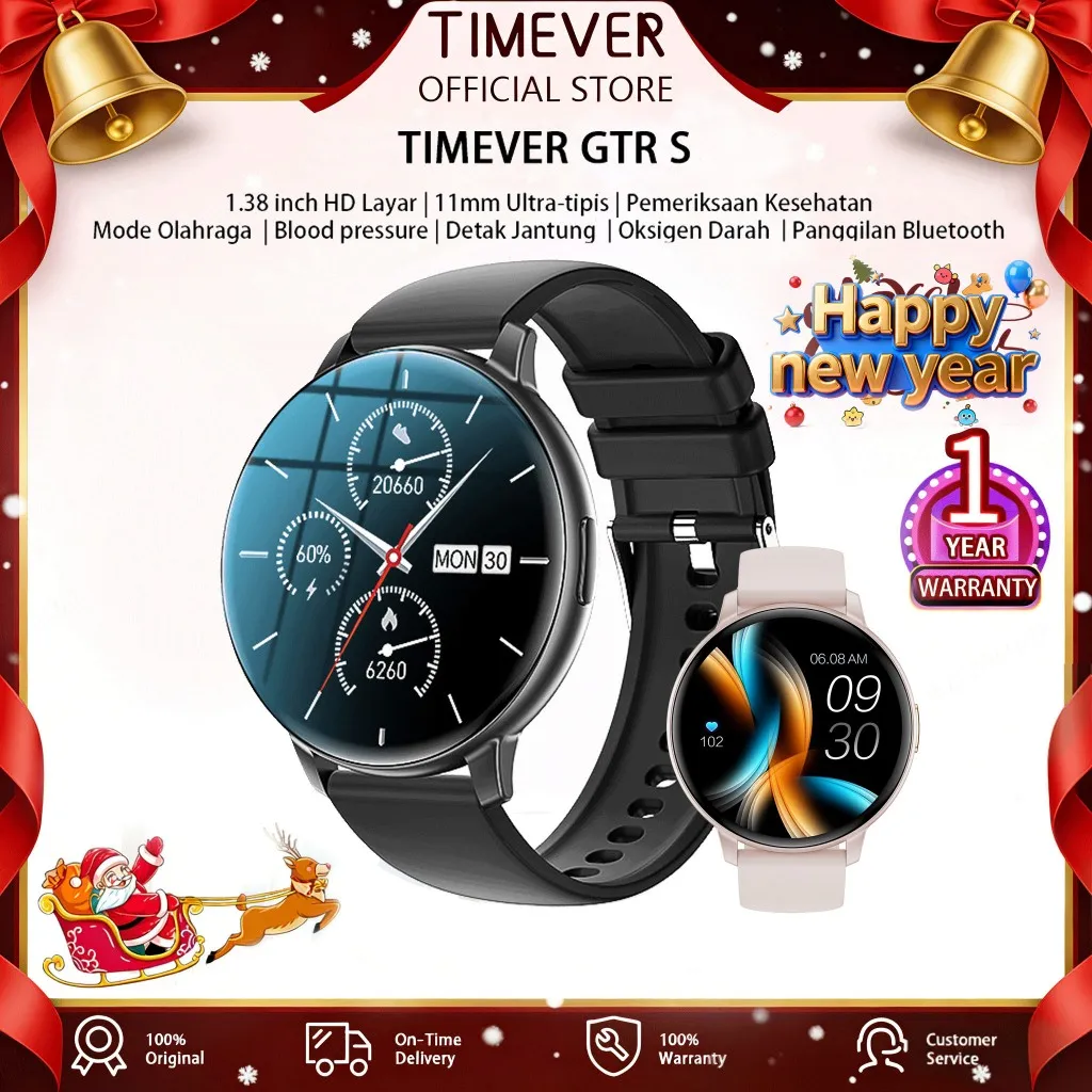 TIMEVER GTRS Jam Tangan Smartwatch Pria Running Pace IPS Screen  Metal Smart Watch Heart&Rate Blood Pressure Monitor Smart watch IP68