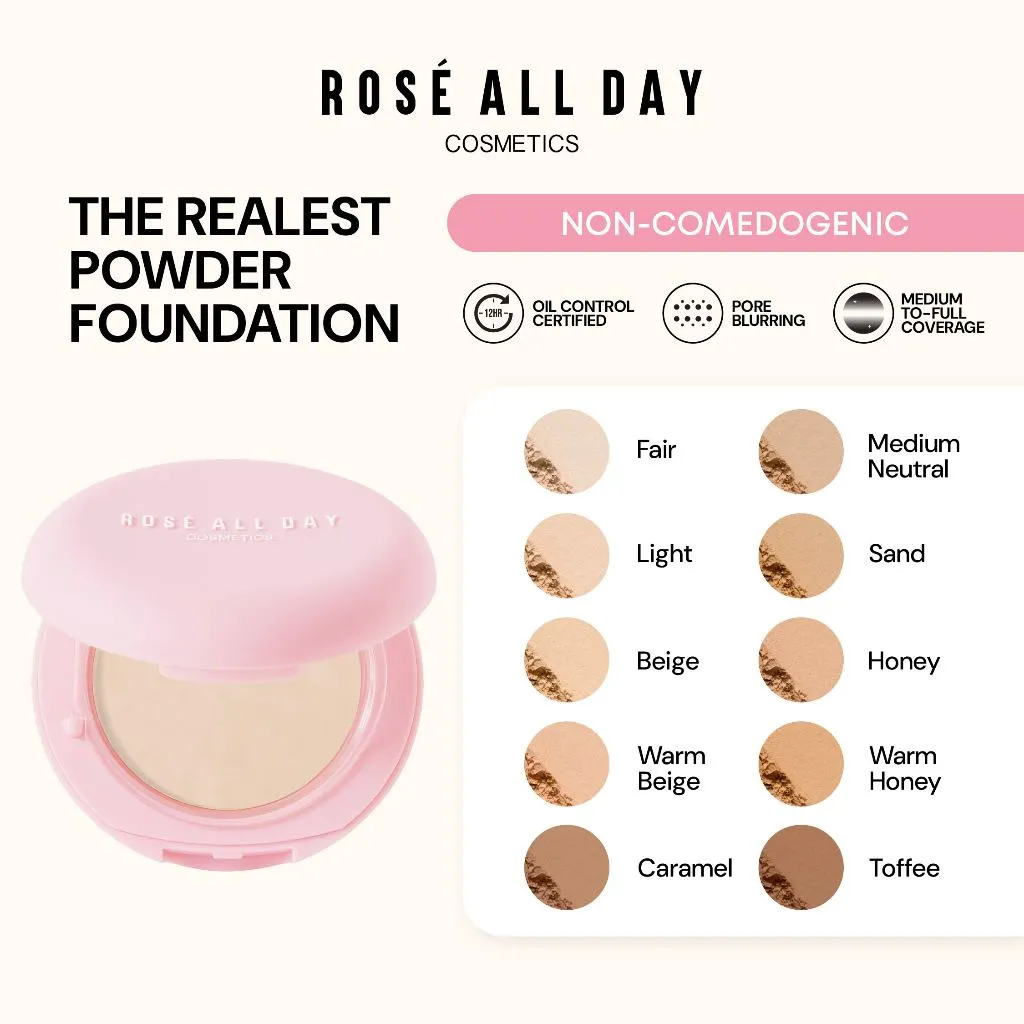 [NED] Rose All Day The Realest Lightweight Powder Foundation - Two Way Cake Bedak Foundation Padat
