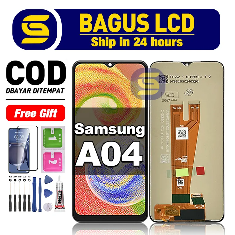 LCD Samsung Galaxy A04 Fullset hp layar Touchscreen untuk Glass Touch Screen Digitizer COD sun gadget free lem
