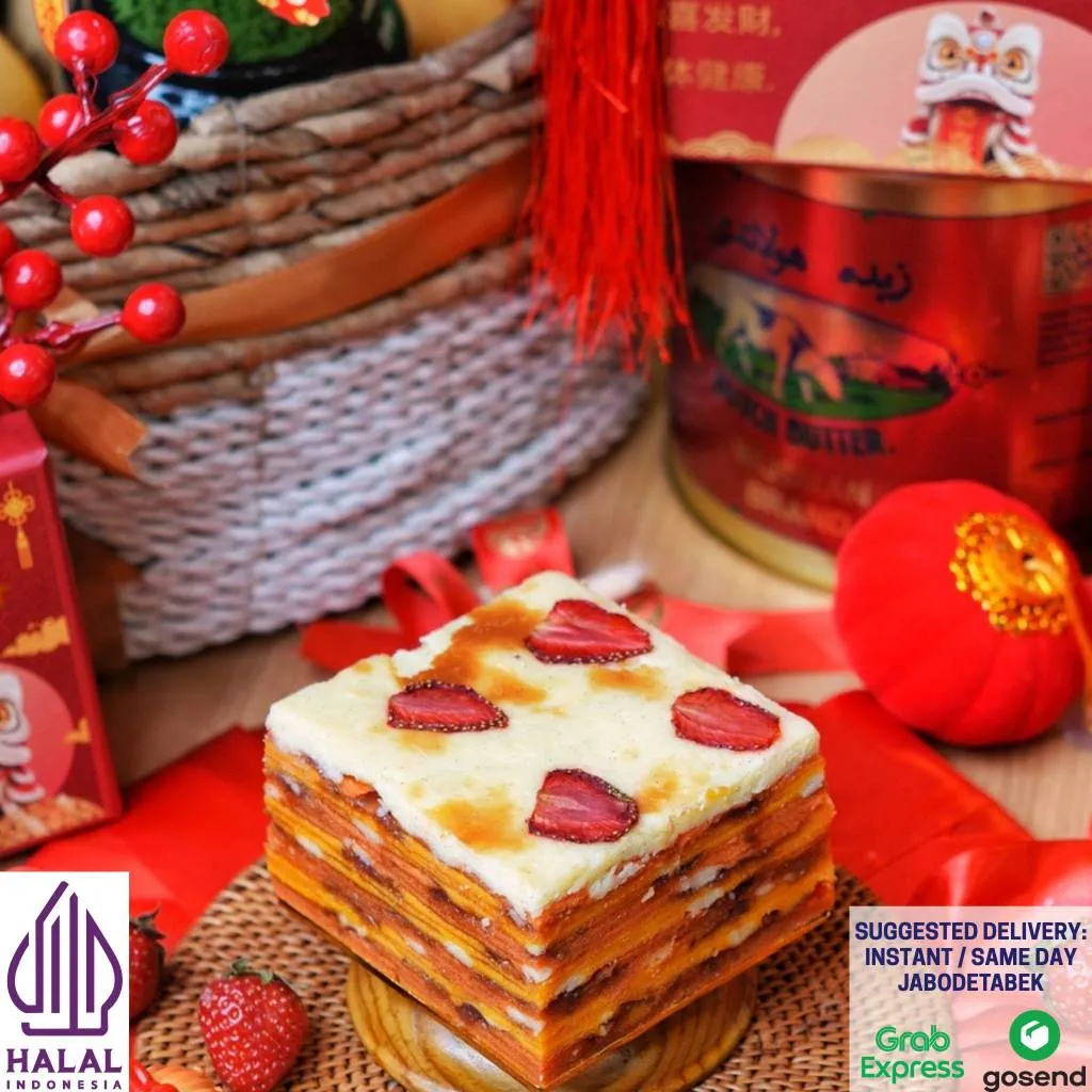 Lapis legit premium Strawberry Cheesecake 9X9 Orilla Bakery Full Wisman Gluten Free Kuning Telur Omega
