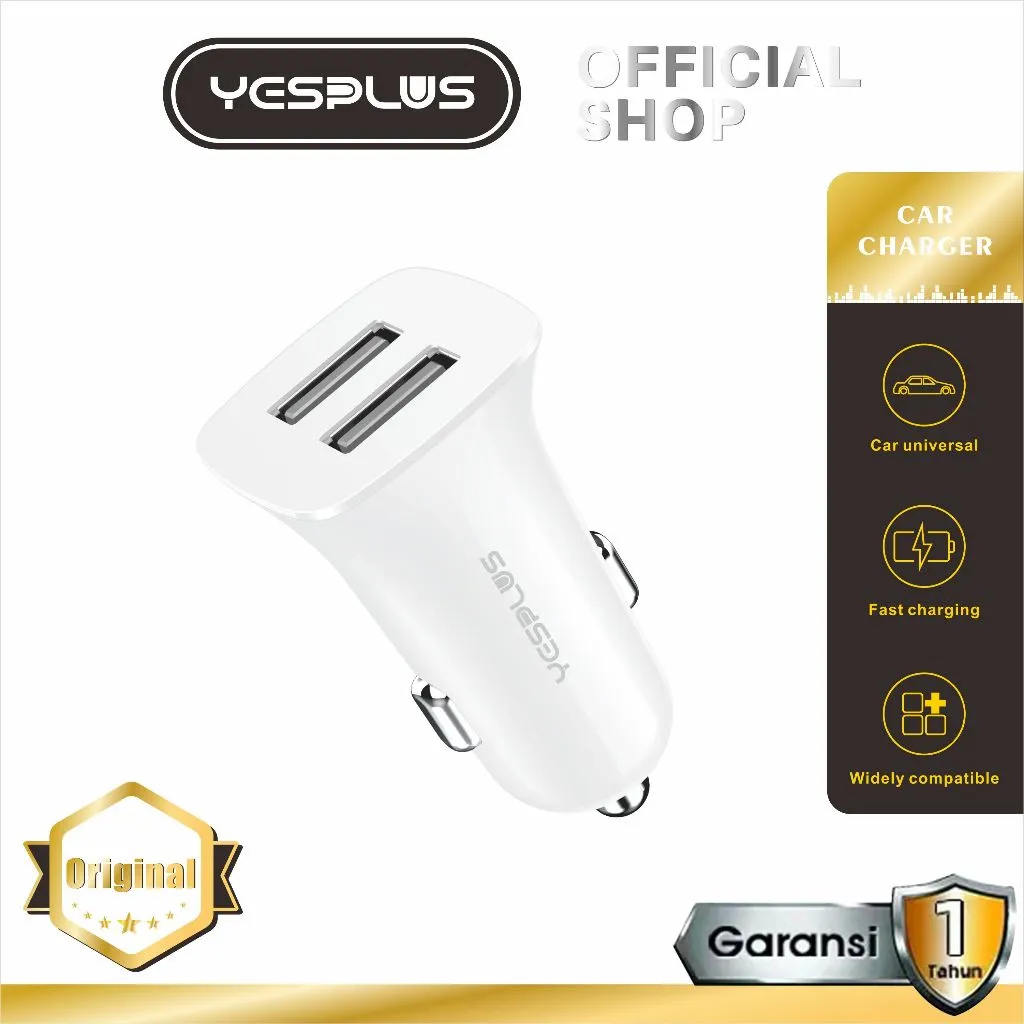 Car Charger Saver YESPLUS YS-1203 Fast Charging 2.4A Two USB Car Charger