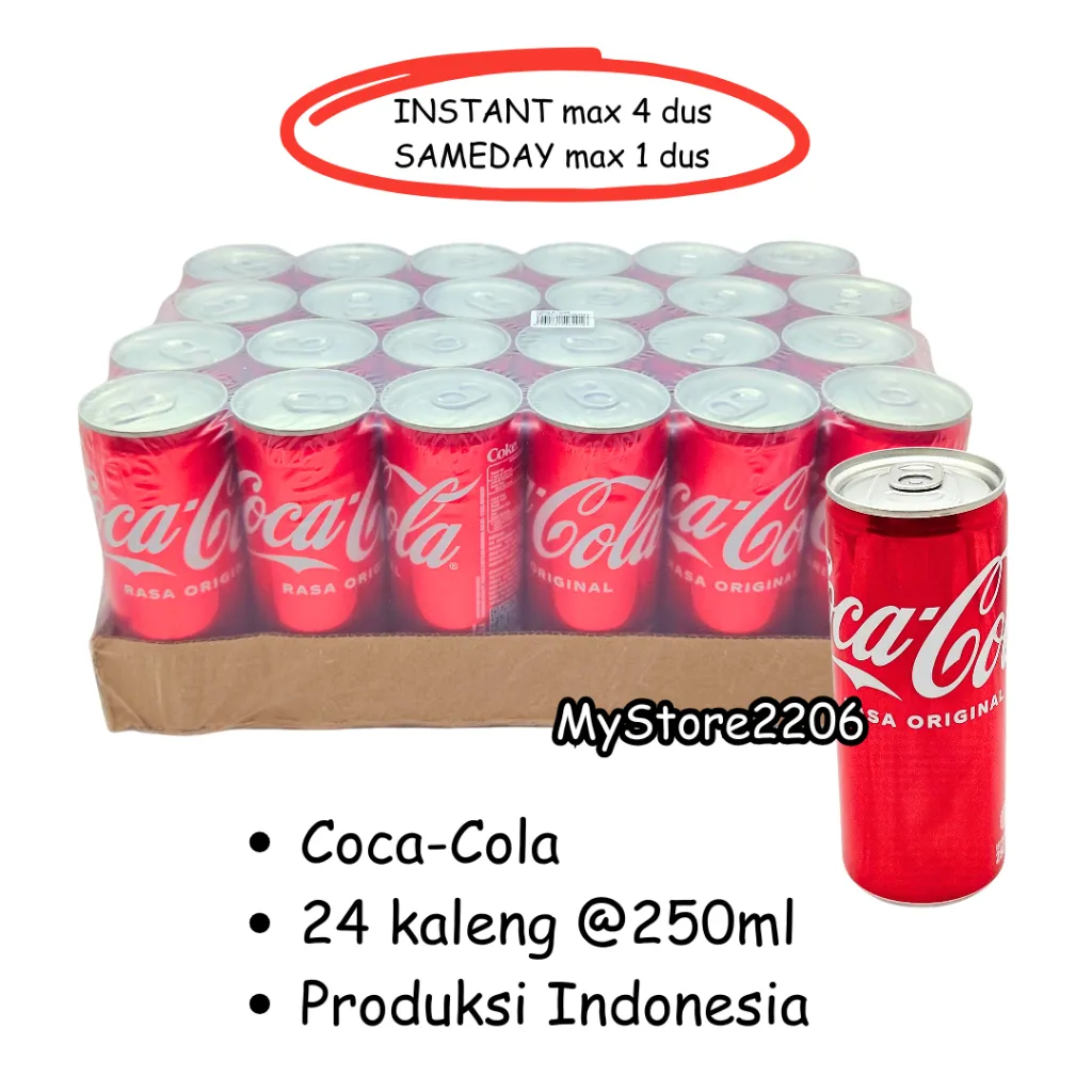 Minuman Kaleng Soda / Soft Drink Coca Cola / Coca-Cola / CocaCola 24x250ml (1 dus)