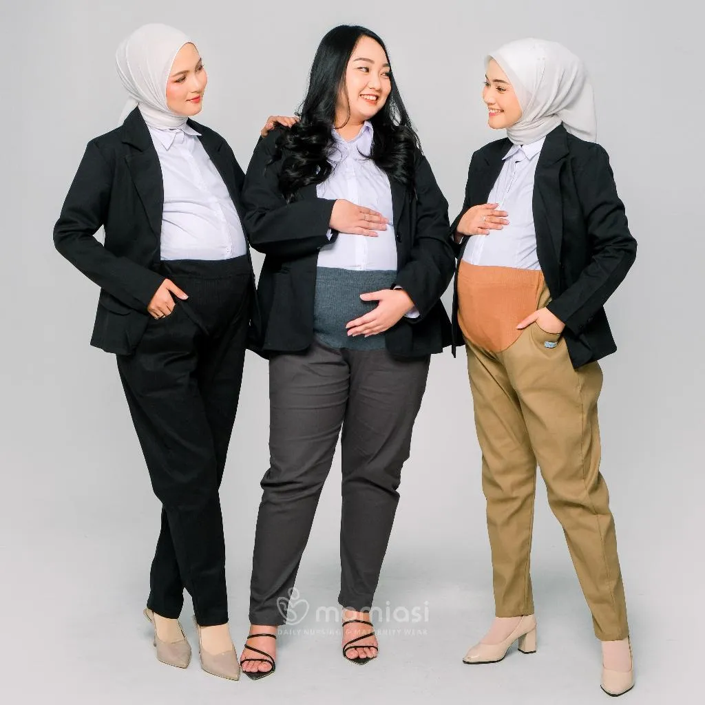 Momiasi - Celana Hamil Kerja Kantor Jumbo Wanita Maternity Pants Office Fashion Wanita Bumil Kekinian Premium