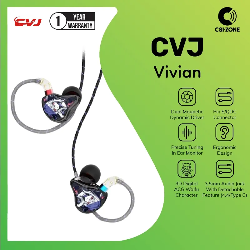 CVJ Vivian 10mm Dynamic Driver In Ear Monitor Earphone With Detachable Jack Audio