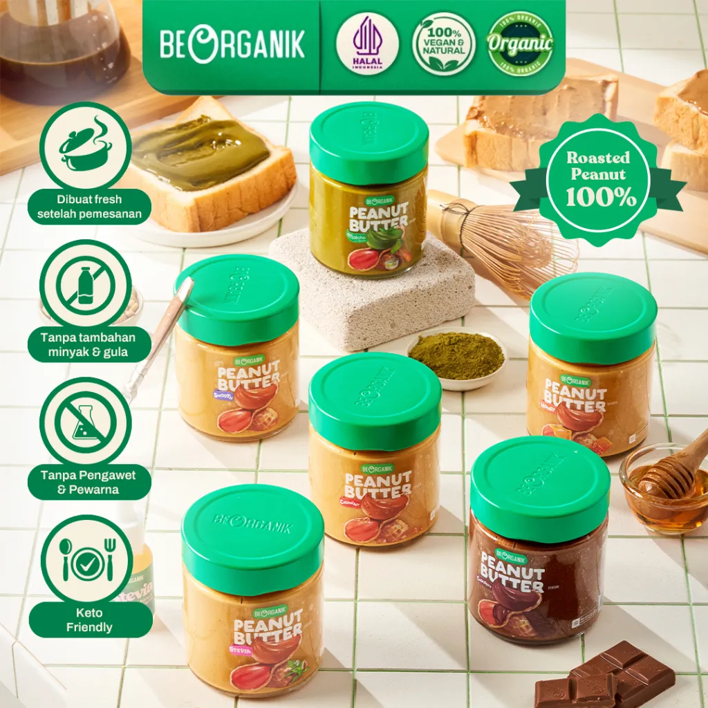 BEORGANIK PEANUT BUTTER / SELAI KACANG (UNSWEETENED, GLUTEN FREE, VEGAN)