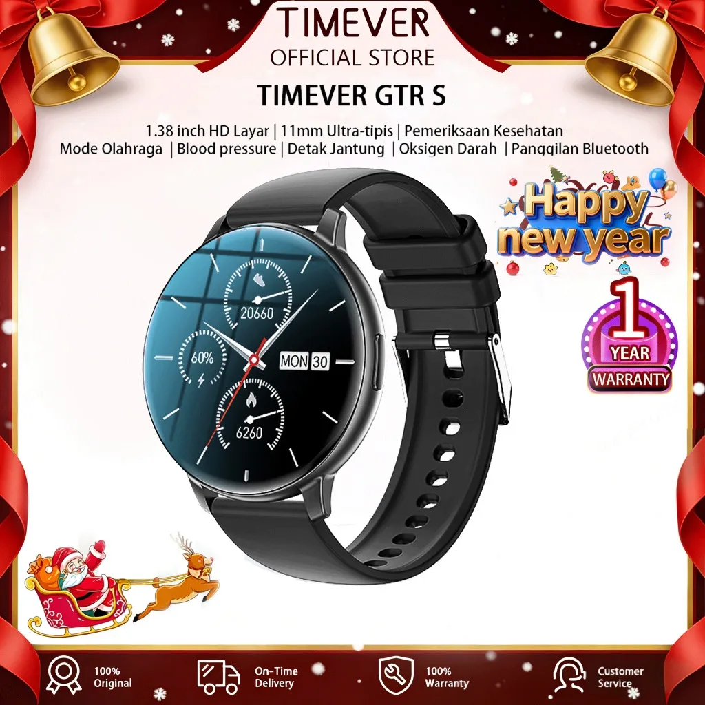 TIMEVER GTRS strava Smartwatch Pria Original Pace Smart Watch Heart&Rate Blood Pressure Monitoring watch jam tangan smartwatch Health monitor sport watch