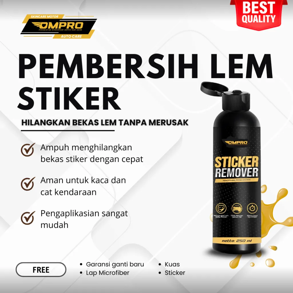 Stiker Remover Sticker Remover Penghilang Lem Bekas Stiker Motor Pembersih Lem Penghilang Bekas Stiker Dan Lem Penghilang Lem Stiker Sticker Stiker Remover Spray Ompro Sticker Remover 250Ml Cairan Pembersih Bekas Lem Stiker Striping Motor