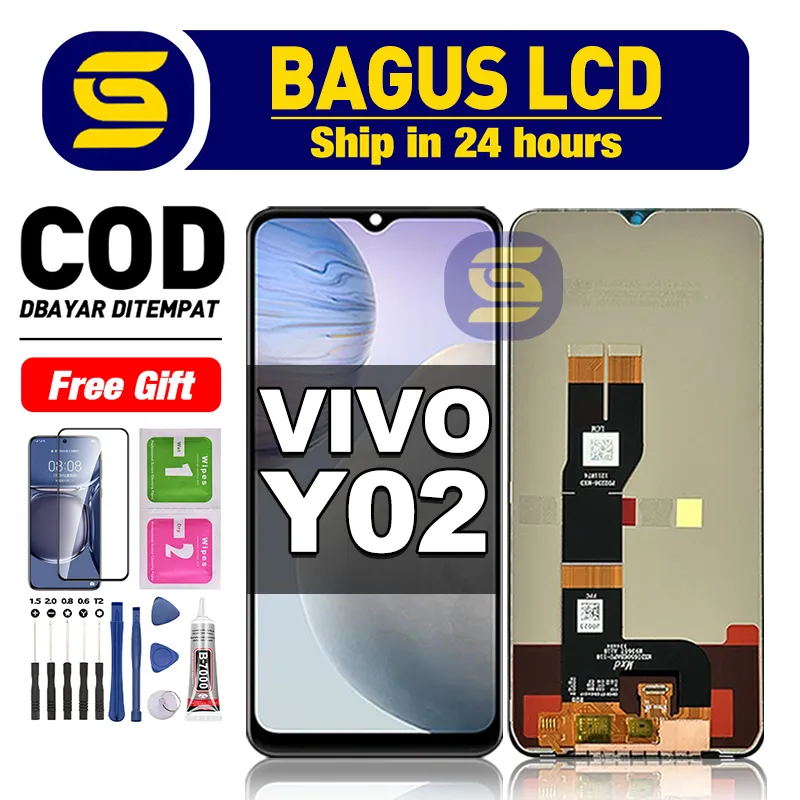 LCD VIVO Y02 Fullset hp layar Touchscreen untuk Glass Touch Screen Digitizer COD sun gadget free lem