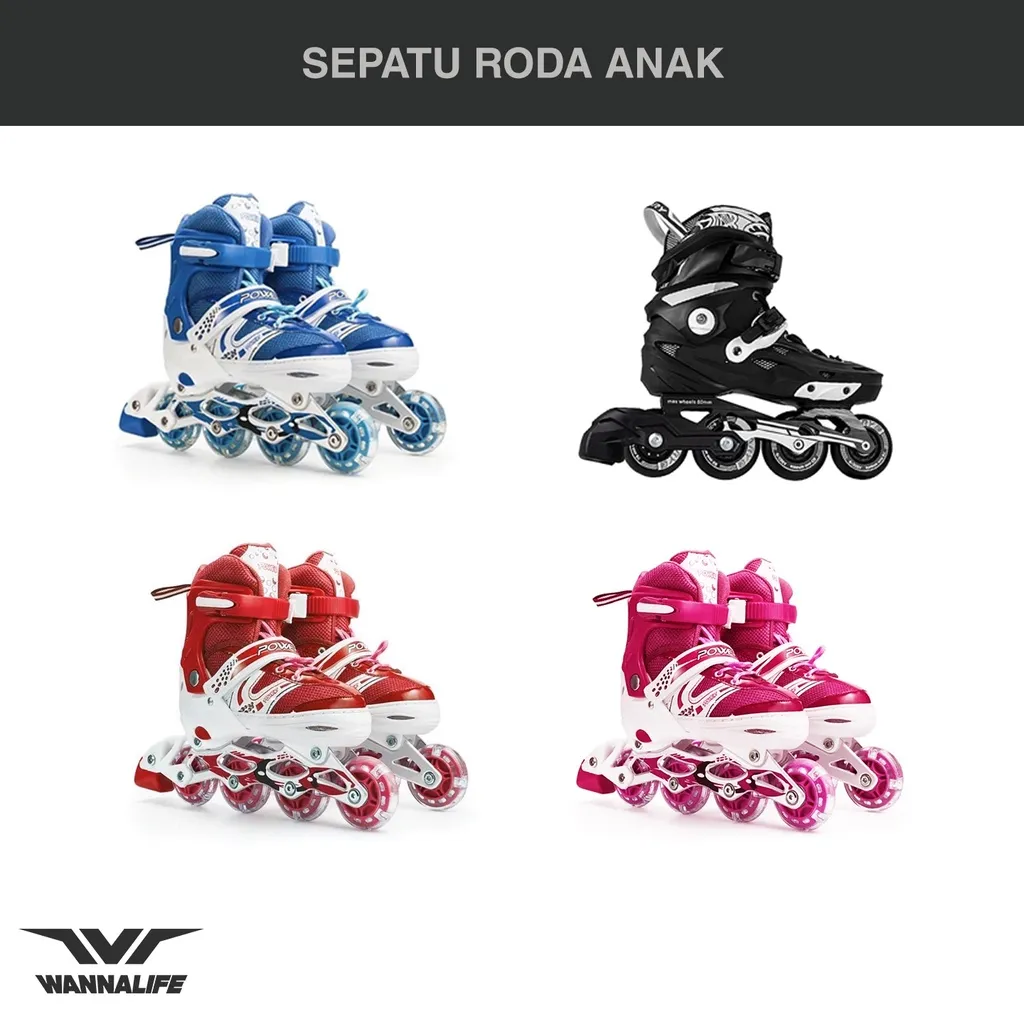 WANNALIFE Sepatu Roda Anak | Inline Skate Kids 2 Mode | Alat Olahraga Outdoor