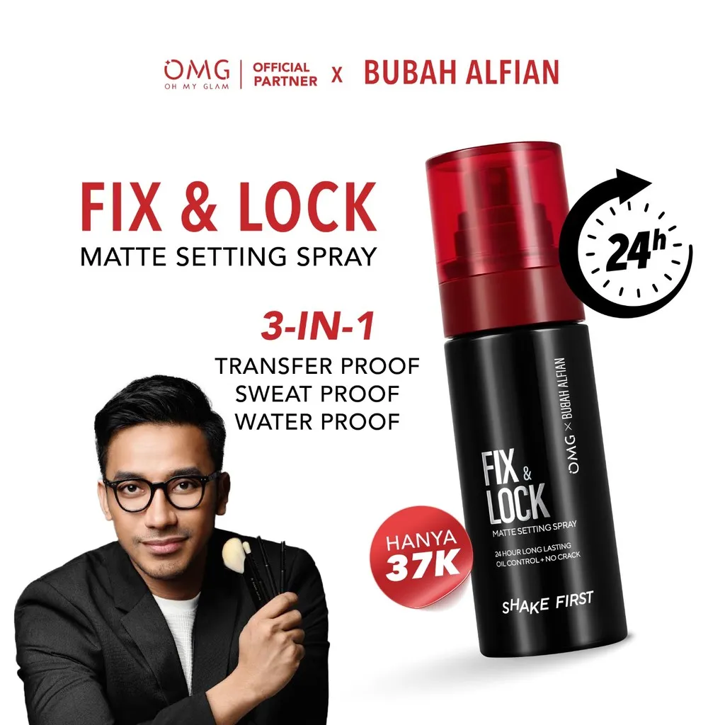 [PRE-ORDER] [Bubah Alfian Approved!] OMG OH MY GLAM Fix & Lock Matte Setting Spray 60 ml - 24 Jam Makeup Anti-Longsor! (DUP)