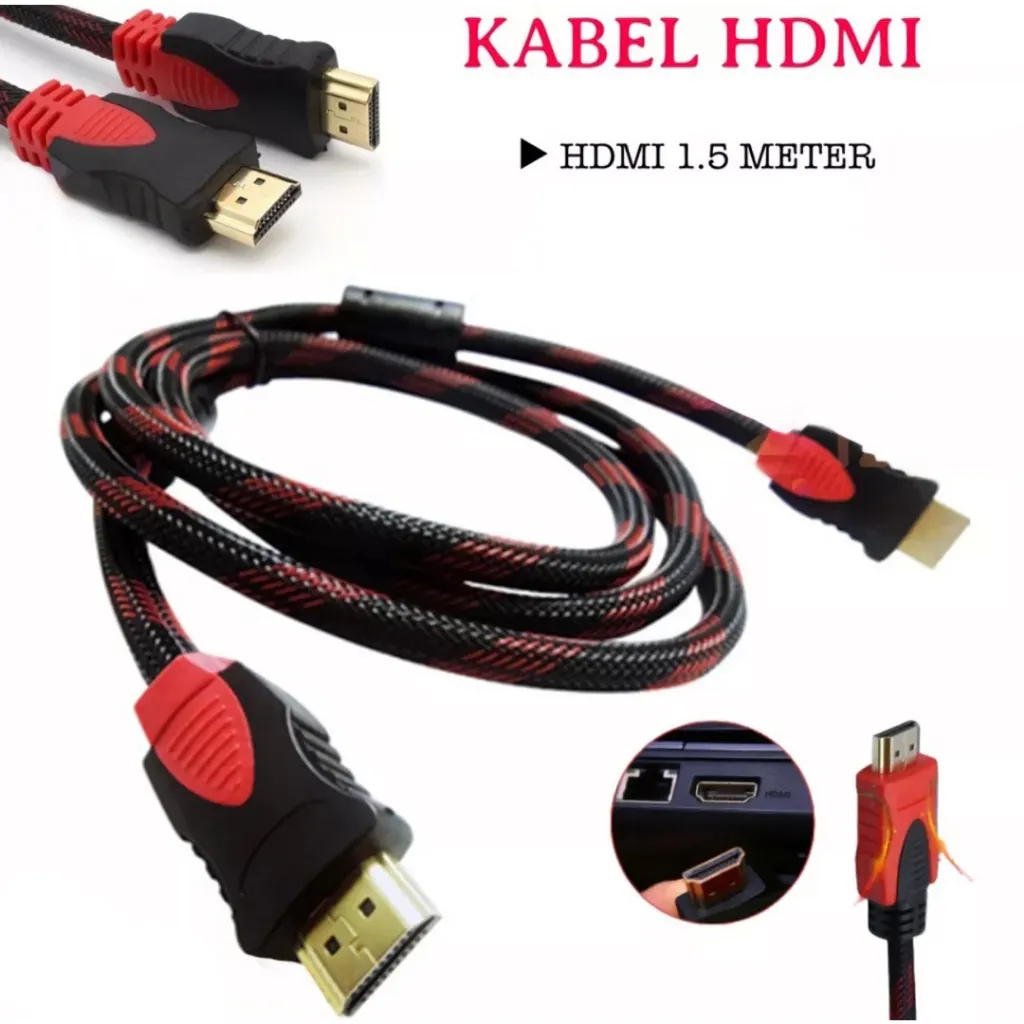 Kabel HDMI to HDMI 1.5M / 3M / 5M  Serat Jaring Cable 1.5 Meter / 3Meter / 5Meter  High Quality 1080p ver.1.4