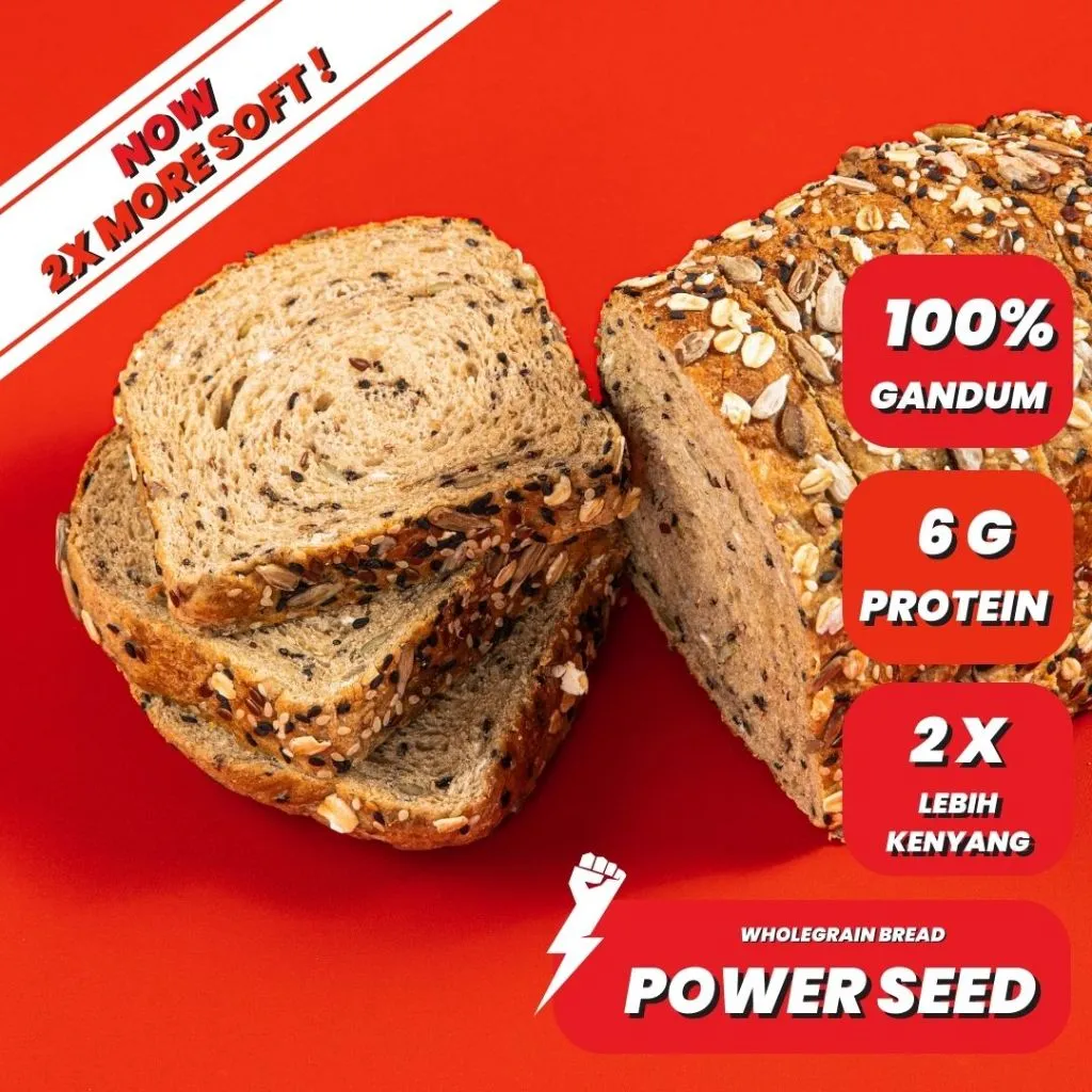Mighty Bread Roti Gandum multigrain healthy - whole wheat bread (Tinggi protein)