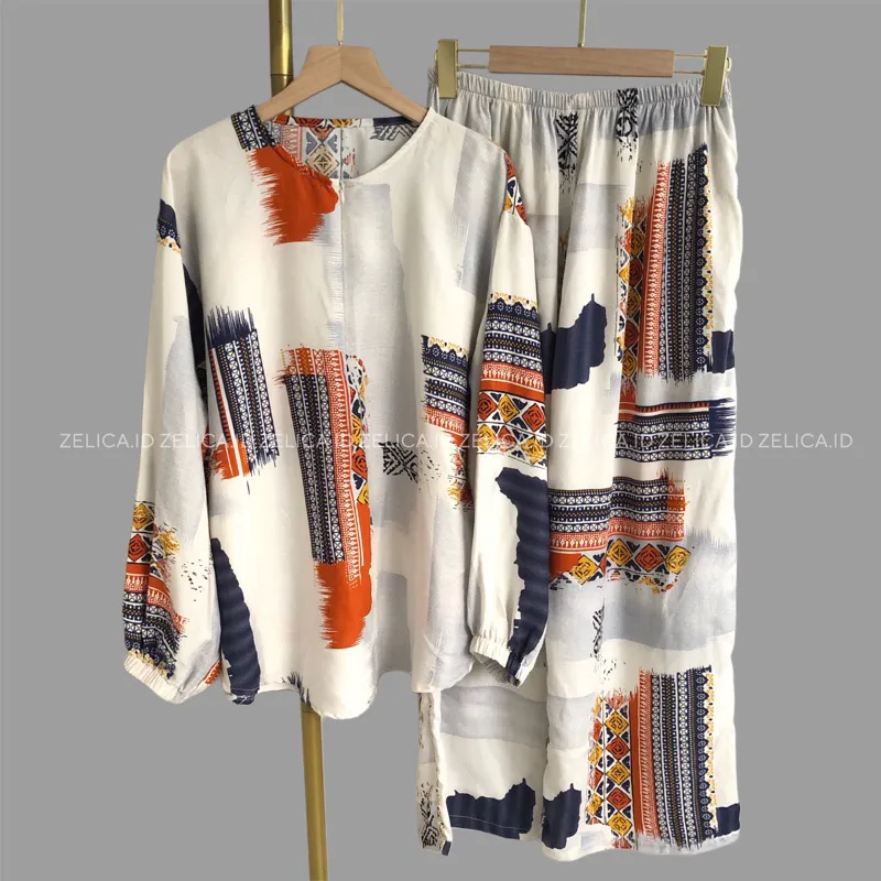 PIYAMA ONE SET KEKINIAN RAYON PREMIUM LENGAN PANJANG