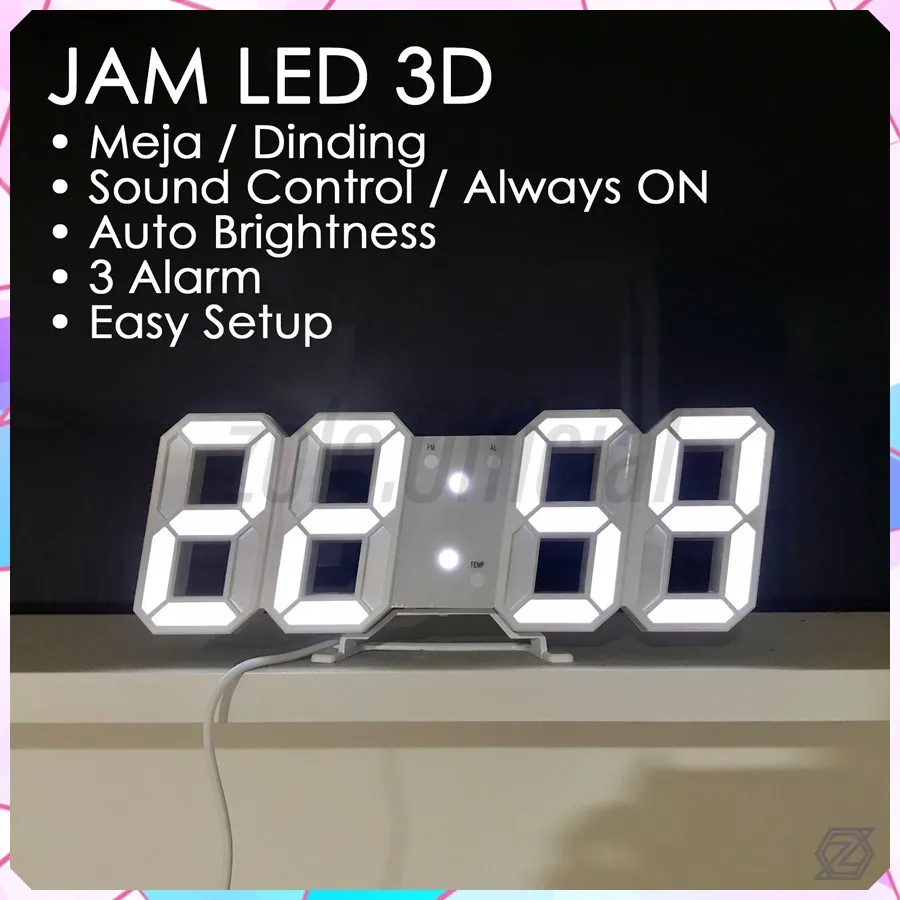 [zolo] Jam Meja LED 3D / Jam Dinding Digital LED 3D Bentuk Angka Modern Minimalis