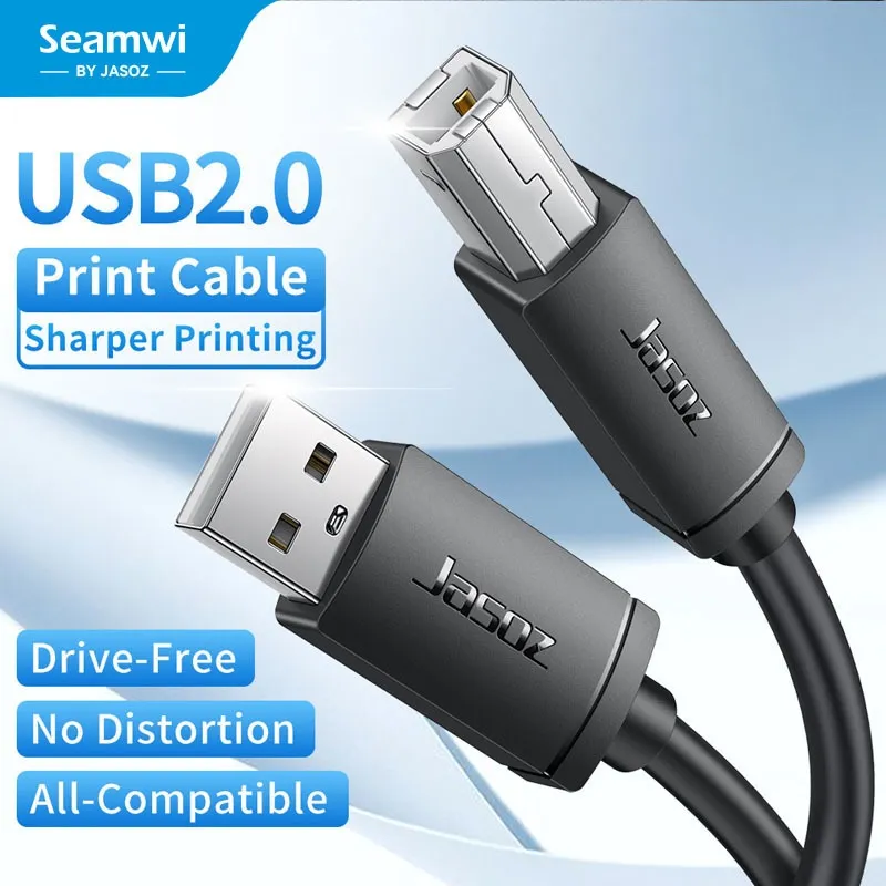 Seamwi Kabel USB Printer USB 2.0 AM to BM Speedy Label Scanner Printer DAC for Canon HP Epson
