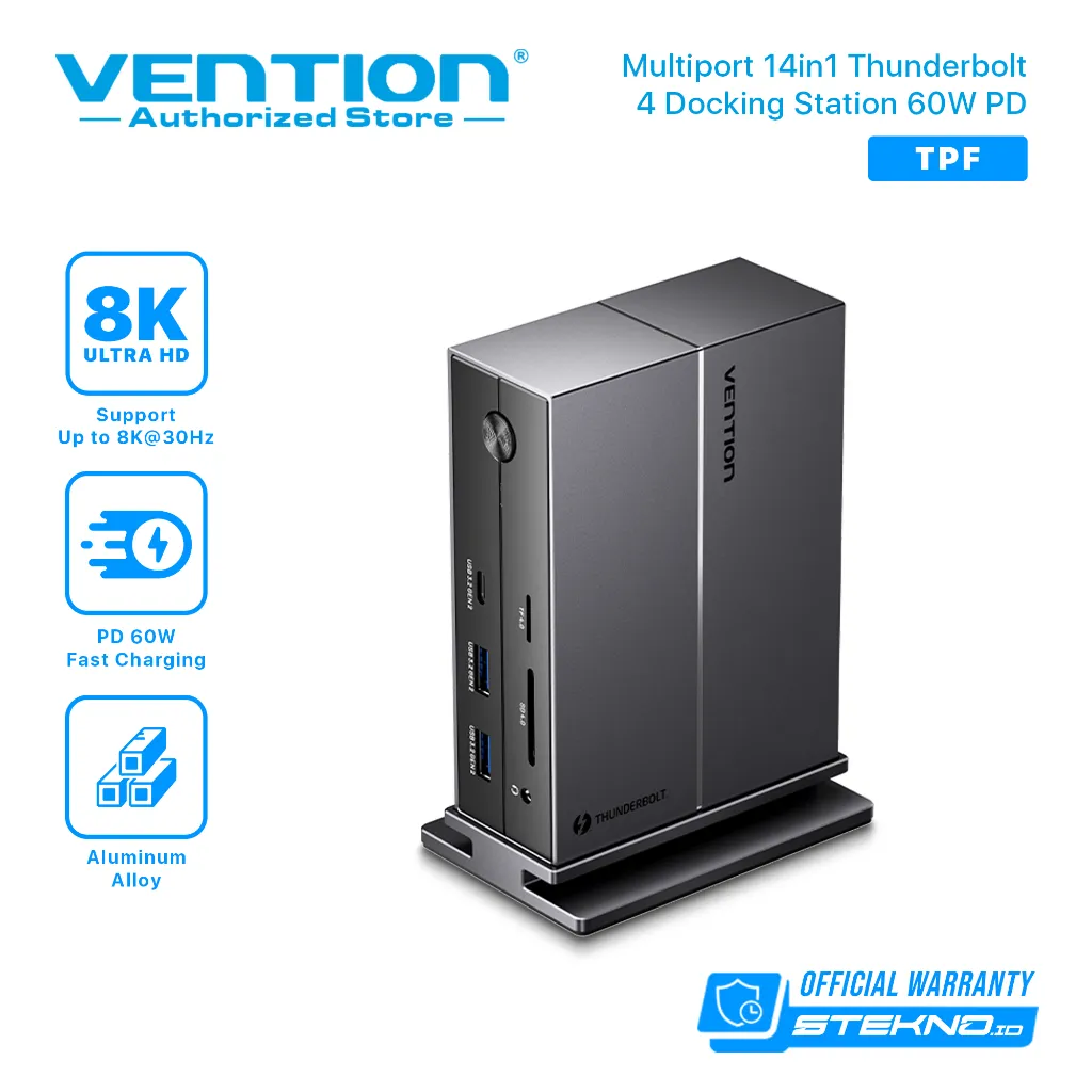 Vention Multiport USB Type C 15in1 MST Docking HDMI Lan RJ45 Aux 3.5mm SD/TF PD