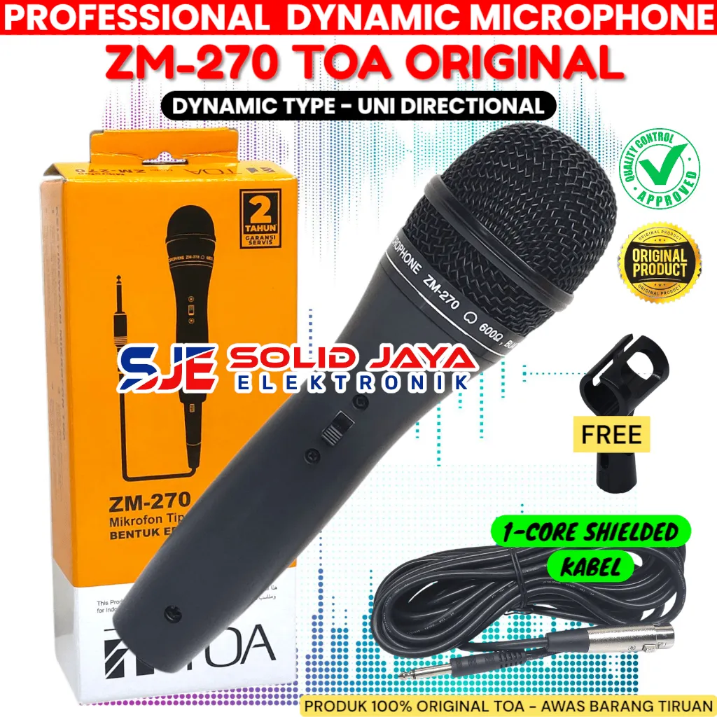 MIC MICROPHONE TOA ZM270 ZM-270 KABEL PROFESIONAL DINAMIC DYNAMIC MIK ZM-270 ZM 270 MIKROPHONE MIKROPON KABEL VOKAL VOCAL ASLI ORIGINAL TOA