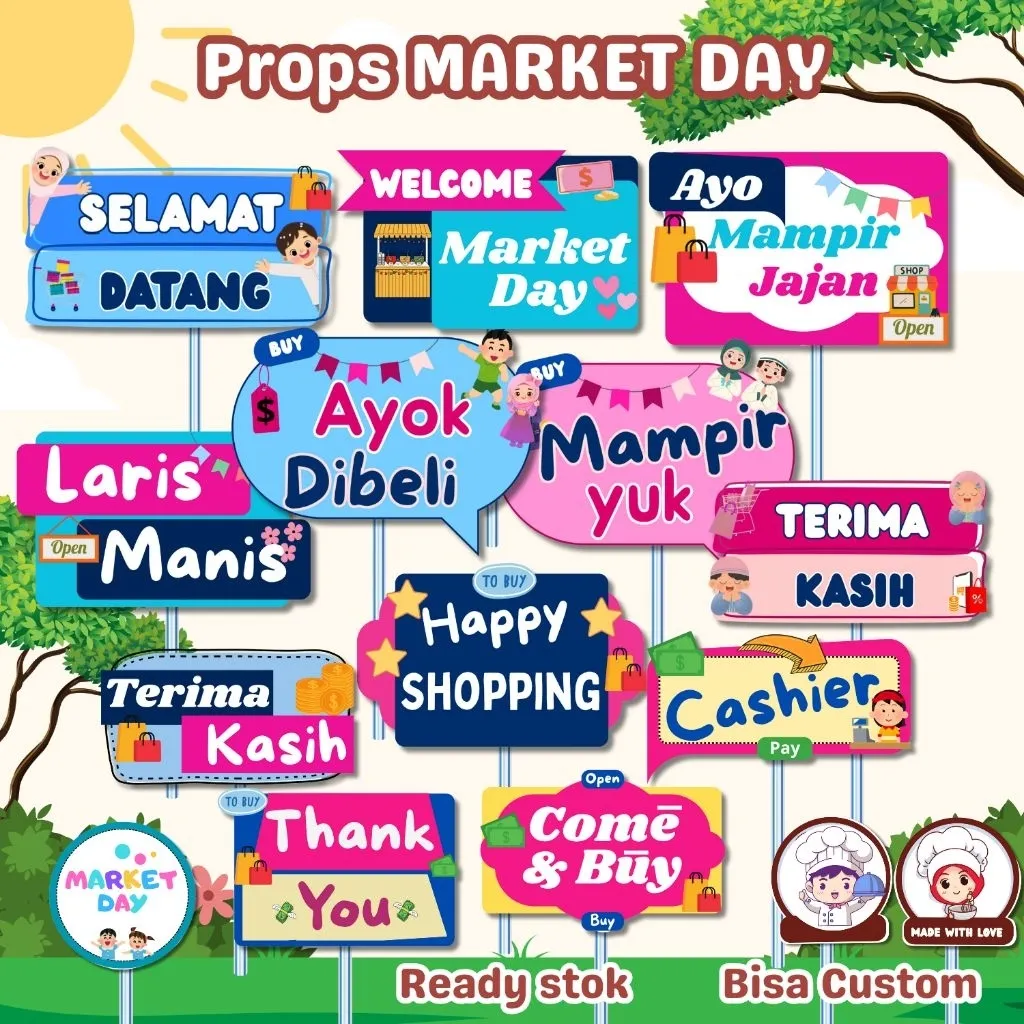1 PCS - MARKET DAY PROPS DAN BUNTING FLAGPROPERTI FOTO ACC MARKET DAY DEKORASI PHOT.